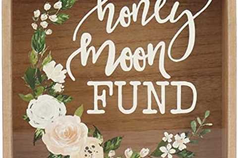 Hanna Roberts Honey Moon Fund and Card Rustic Wood Box with Mixed Floral Garland Design for..