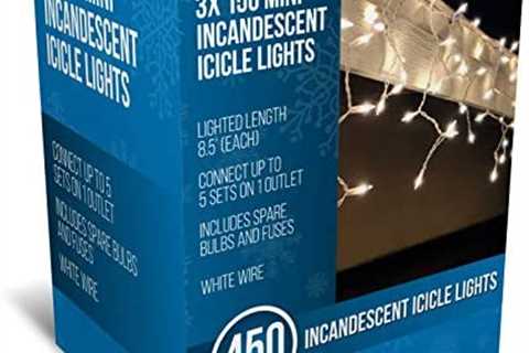 Joiedomi 3 Packs of 150 Incandescent Christmas Icicle Lights for Indoor & Outdoor Decorations,..
