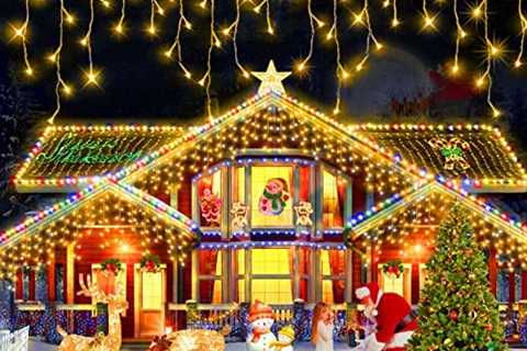 Maojia 66FT Christmas Lights Decorations Outdoor – 640 LEDs 8 Modes Curtain Fairy Lights with 120..