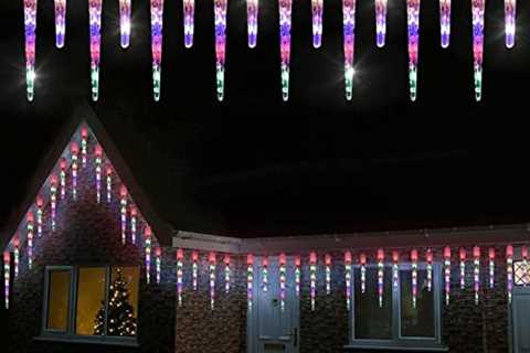 SUNNYPARK Christmas Crystal Icicle String Lights, 35 Ft 100 LEDs with Multi Function 20-Count Multi ..