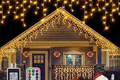 Ollny Icicle Christmas Lights Outdoor 486LED 40FT – 8 Modes Timer IP44 Waterproof Connectable Fairy ..