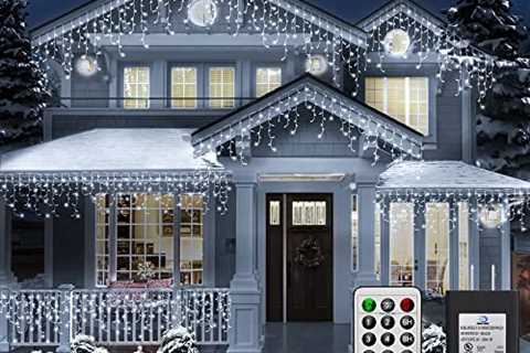 Christmas Lights Outdoor Icicle Lights 720 LED 60ft, Hanging String Lights with 8 Modes Remote,..