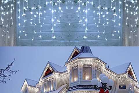 iBaycon LED Icicle Lights, 400 LED 39.4Ft 8 Modes with 80 Drops Icicle Christmas Lights, Waterproof ..