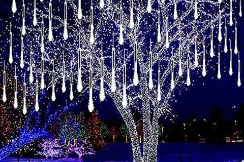 Kwaiffeo Christmas Lights Outdoor, Meteor Shower Lights Falling Rain Lights 12 inch 8 Tube 192 LED..