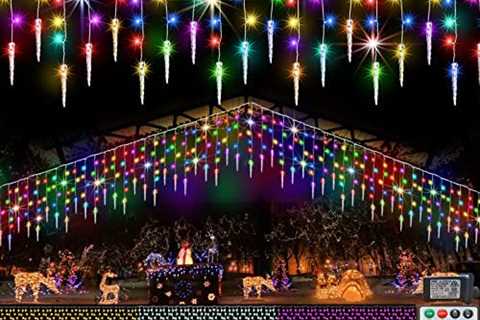 Christmas Icicle Lights Outdoor Decoration, Color Changing LED Christmas Lights with Remote, 8..