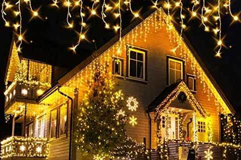 Christmas Icicle Lights Outdoor, 640LED 65.6FT 8Modes Connectable Curtain Fairy String Lights with..