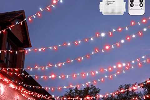 Red White Christmas String Lights 33Ft Long Outdoor Lights Battery Operated 100LED Fairy Lights..
