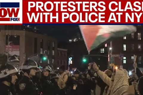 NYU pro-Palestine protesters arrested amid clash with police, chairs thrown  | LiveNOW from FOX